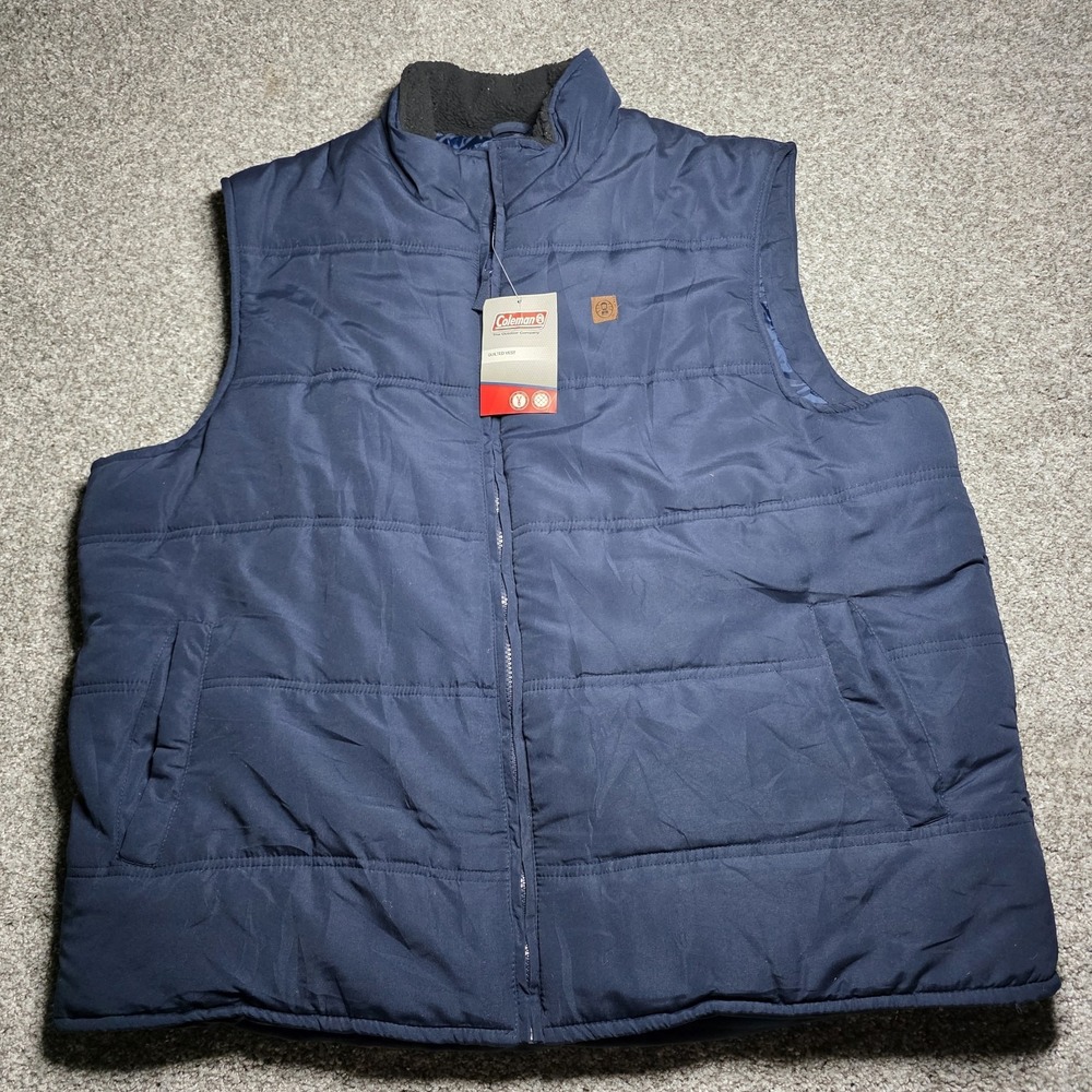 Coleman Outdoor Company Navy Blue Quilted Vest Men's Size XXL 2XL NWT